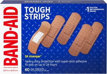 Band-Aid Tough Strips Adhesive Bandages All One Size - 60 ct