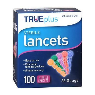 Trueplus Sterile Lancets 33 Gauge - 100 ct 