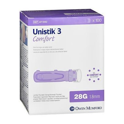 Unistik 3 Comfort, Safety Lancets - 100 single-use safety lancets 