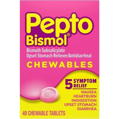Pepto-Bismol Upset Stomach Reliever/Antidiarrheal Chewable Tablets - 12 ct 