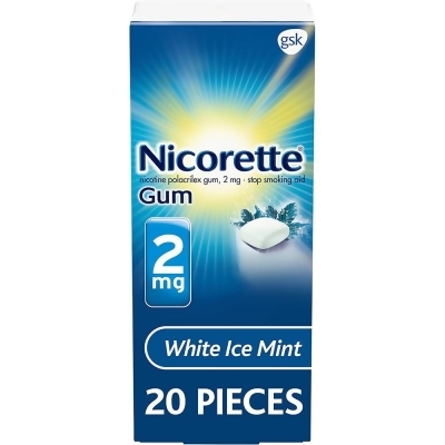 Nicorette Nicotine Polacrilex Gum 2 mg White Ice Mint - 20 ct 