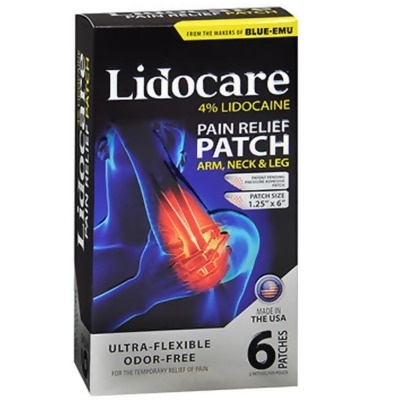 Lidocare 4% Lidocaine Pain Relief Patches Arm, Neck & Leg - 6 Each 