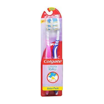 Colgate Wave Zig Zag Toothbrushes Medium Full Head Value Pack - 2 ea 