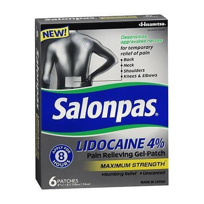 Salonpas Lidocaine 4% Pain Relieving Gel-Patches Maximum Strength - 6 ct 