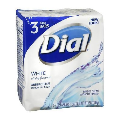 Dial Antibacterial Deodorant Soap White, 3 - 4 oz Bars 