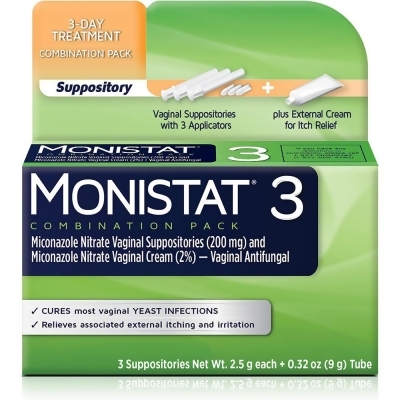 Monistat 3 Vaginal Antifungal Combination Pack Cure & Itch Relief - 3 ct 