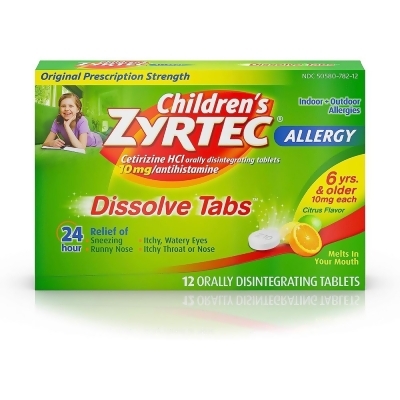 Zyrtec Children's Allergy Dissolve Tabs Citrus Flavor 10mg -12 Dissolve Tablets 