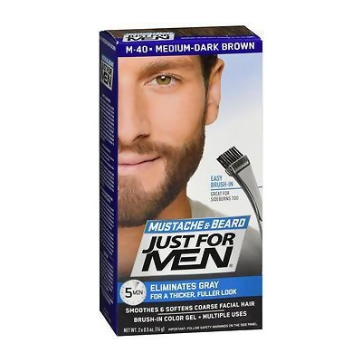 Just For Men Mustache & Beard Brush-In Color Gel Medium-Dark Brown M-40 - 1 ea 