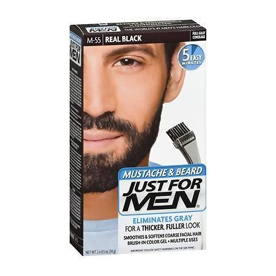 Just For Men Mustache & Beard Brush-In Color Gel Real Black M-55 - 1 ea 