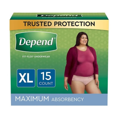 Depend Fit-Flex Underwear for Women Maximum Absorbency Size XL - 2 pks of 15 