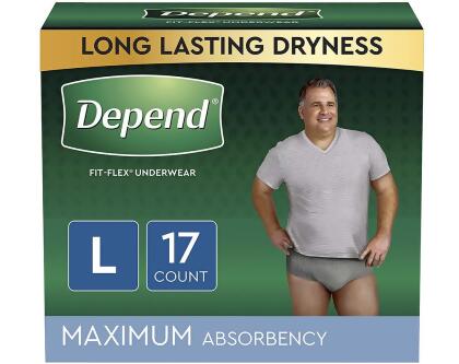 Depend® Fit-Flex™ Size Large 17-Count Maximum Absorbency Underwear for Men - Adult Absorbent Underwear Depend® Fit-flex® Pull On Large Disposable Heavy Absorbency