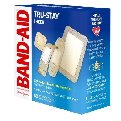 Band-Aid Tru-Stay Sheer Strips Bandages Assorted Sizes, 80 ea 