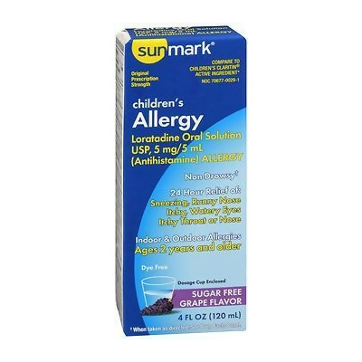 Sunmark Children's Allergy Liquid Sugar Free Grape Flavor - 4 oz 