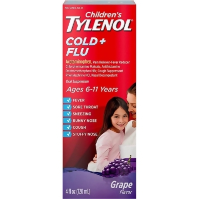 Tylenol Children's Cold + Flu Oral Suspension Grape - 4 oz 