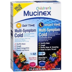 Children's Mucinex Multi-Symptom Day & Night Cold Relief Liquid - Dextromethorphan - Mixed Berry - 8 fl oz