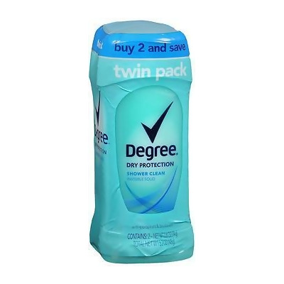 Degree Dry Protection Anti-Perspirant Deodorant Invisible Solid Shower Clean Twin Pack - 5.2 oz 