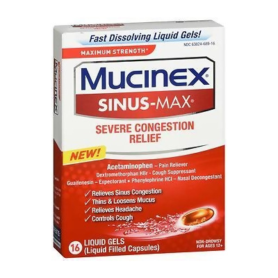 Mucinex Sinus-Max Severe Congestion Relief Liquid Gels - 16 ct 