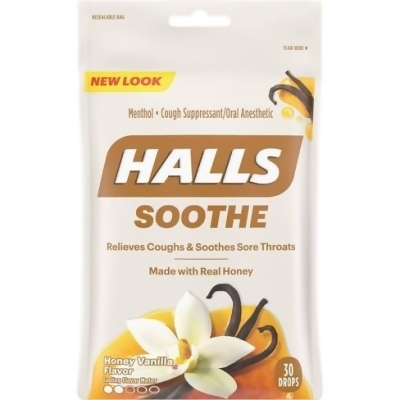 Halls Real Honey Cough Drops Honey Vanilla - 30 ct 