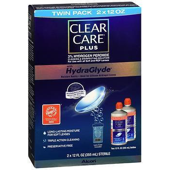 Clear Care Plus 3% Hydrogen Peroxide Cleaning & Disinfecting Solution with HydraGlyde - 24 oz