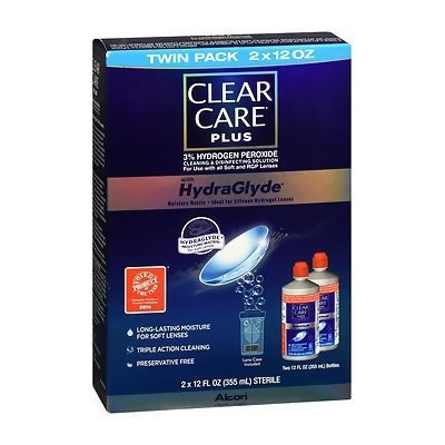 Clear Care Plus 3% Hydrogen Peroxide Cleaning & Disinfecting Solution with HydraGlyde - 24 oz 