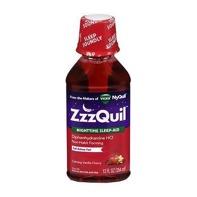ZzzQuil Nighttime Sleep-Aid Liquid Calming Vanilla Cherry - 12 oz 