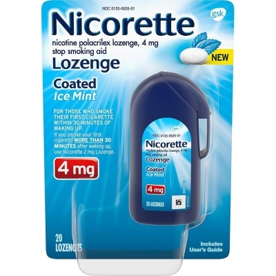 Nicorette 4mg Coated Nicotine Lozenge Stop Smoking Aid - Ice Mint - 20 ct 