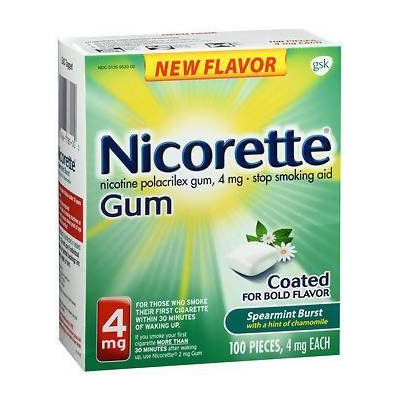 Nicorette Stop Smoking Aid Gum 4 mg Spearmint Burst with a Hint of Chamomile - 100 ct 