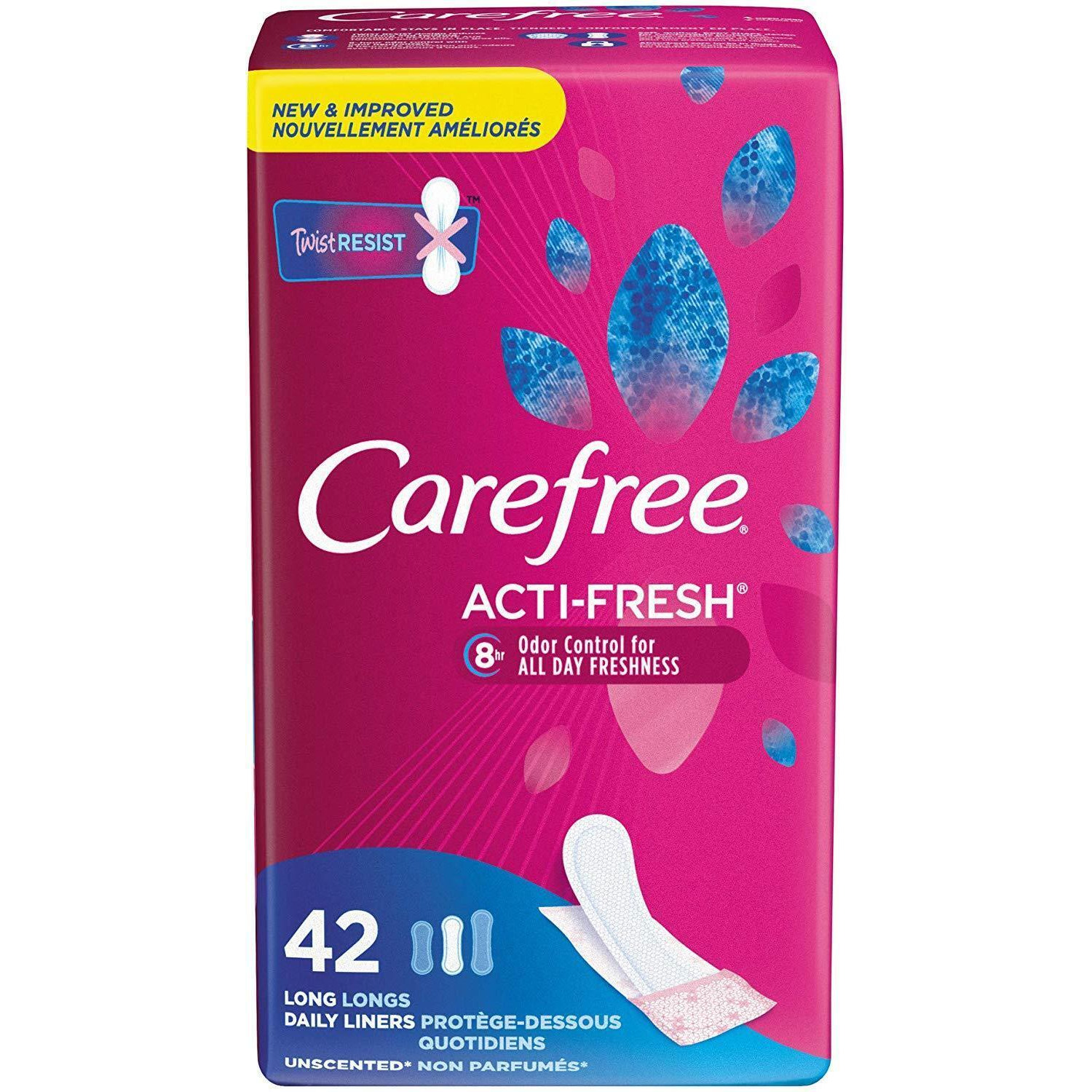 Carefree Acti-Fresh Body Shape Pantiliners Long To Go Unscented - 42 Liners