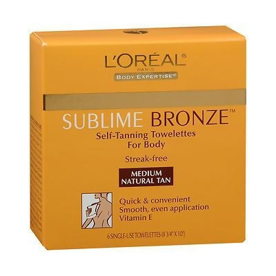 L'Oreal SUBLIME BRONZE Self-Tanning Towelettes for Body Medium Natural Tan - 6 ct 