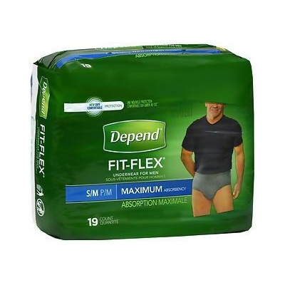Depend Fit-Flex Underwear for Men Maximum Absorbency Size S/M Gray - 2 pks of 19 ct 