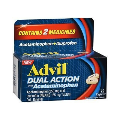 Advil Dual Action Acetaminophen + Ibuprofen Caplets - 72 ct 