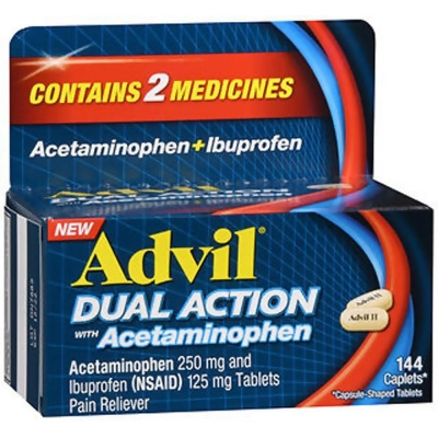 Advil Dual Action Acetaminophen + Ibuprofen Caplets - 144 ct 