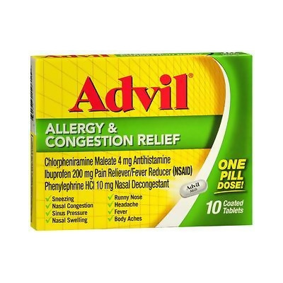 Advil Allergy & Congestion Relief Coated Tablets - 10 ct 