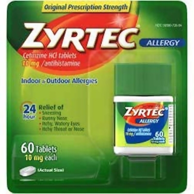 Zyrtec 24 Hour Allergy 10 mg Tablets - 60 ct 