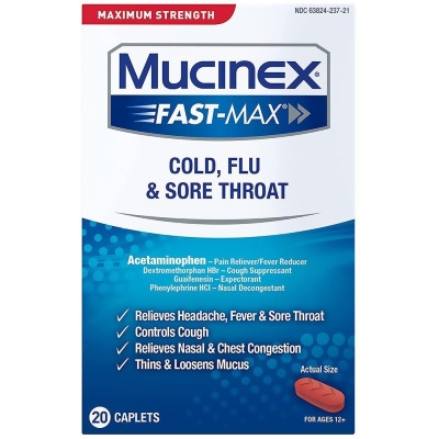 Mucinex Fast-Max Cold, Flu & Sore Throat Caplets - 20 ct 