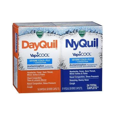 Vicks DayQuil/NyQuil VapoCOOL Severe Cold & Flu + Congestion Caplets - 24 Ct. 