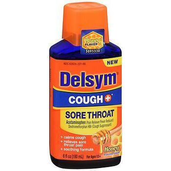 Delsym Cough + Sore Throat Liquid Honey Flavor - 6 oz