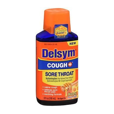 Delsym Cough + Sore Throat Liquid Honey Flavor - 6 oz 