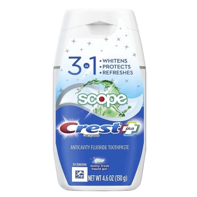 Crest Complete Multi-Benefit Tartar Control Whitening + Scope Toothpaste Liquid Gel Minty Fresh - 4.6 oz 