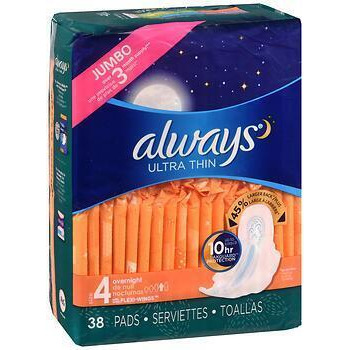 Always Ultra Thin Pads with Flexi-Wings Size 4 Overnight - 36 ct