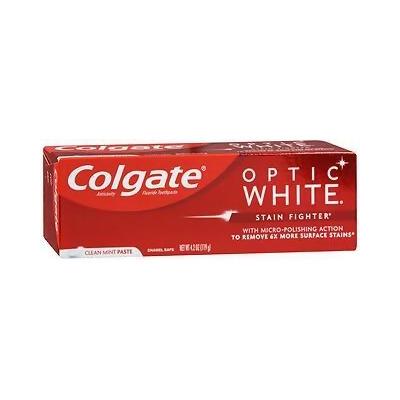 Colgate Optic White Stain Fighter Anticavity Fluoride Toothpaste Clean Mint - 4.2 oz 