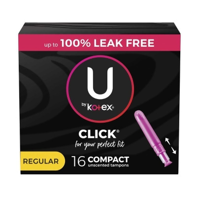 U by Kotex Click Compact Tampons Unscented Regular Absorbency - 16 ct 