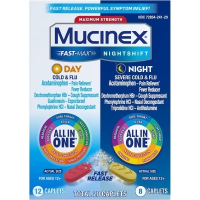 Mucinex Fast-Max Day Time Severe Cold & Night Time Cold & Flu Caplets - 20 ct 