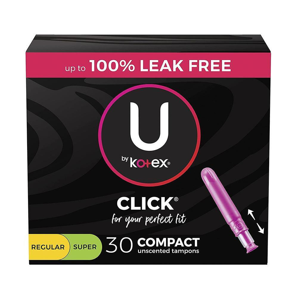 U by Kotex Click Tampons Multi-Pack Plastic Applicator Unscented - 30 CT