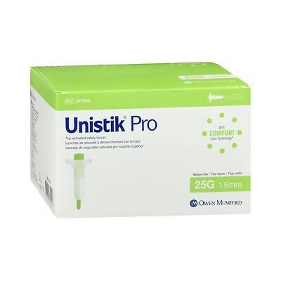 Unistik Pro Top Activated Safety Lancets Medium Flow 25G 1.6mm - 200 ct 