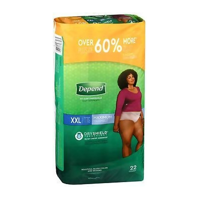 Depend Fit-Flex Underwear for Women XXL Maximum Absorbency - 2 pks of 22 
