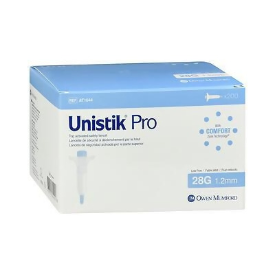 Unistik Pro Top Activated Safety Lancets Low Flow 28G 1.2mm - 200 ct 
