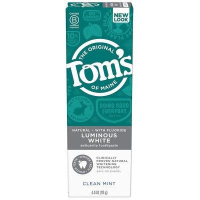Tom's of Maine Luminous White Anticavity Fluoride Toothpaste Clean Mint - 4 oz 