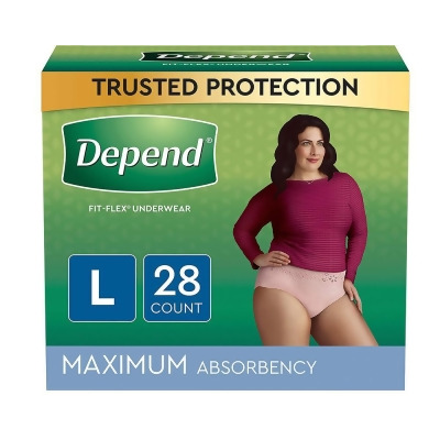 Depend Fit-Flex Underwear for Women Large Maximum Absorbency - 2 pks of 28 