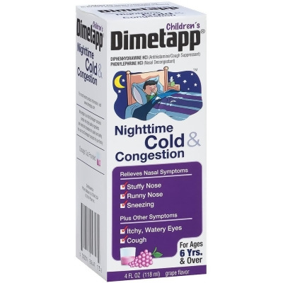 Dimetapp Children's Nighttime Cold & Congestion Liquid Grape Flavor - 4 oz 